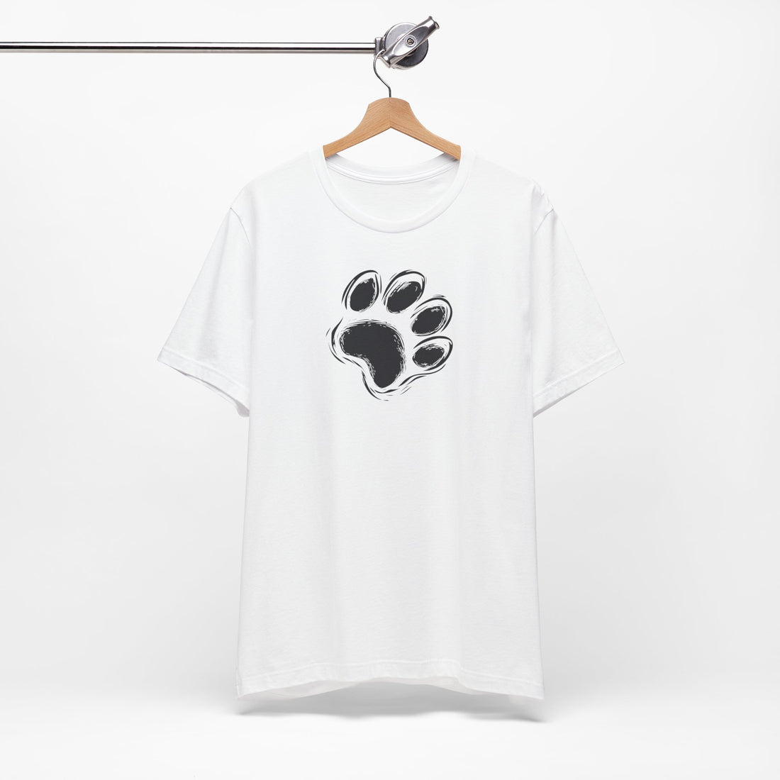 Paw Print T-Shirt | White Cotton Tee with Bold Black Paw Design | Stylish and Comfortable Unisex Shirt for Animal Lovers