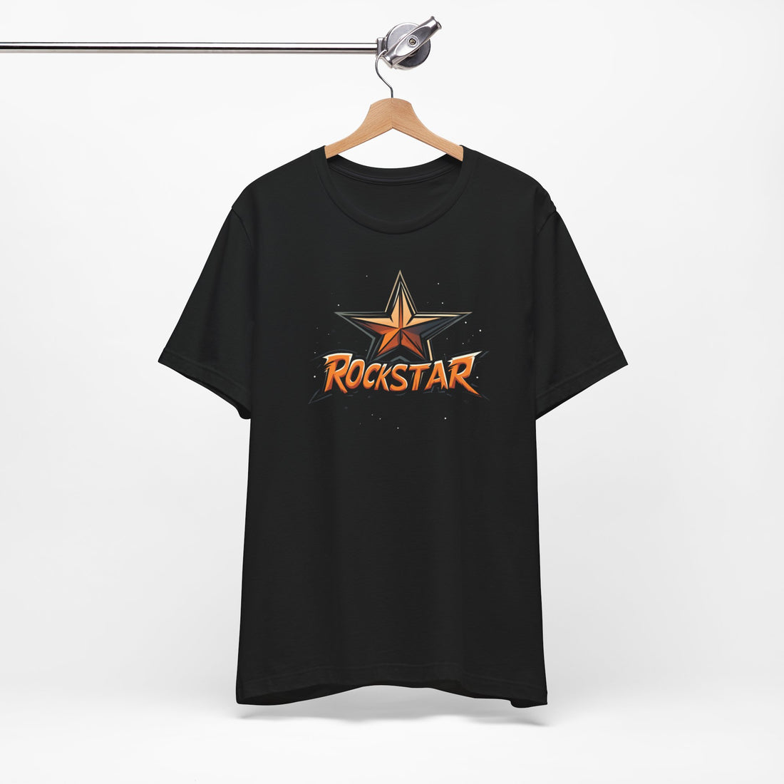 Rockstar T-Shirt | Black Cotton Tee with Bold Star Design and Graphic Text | Stylish and Comfortable Unisex Shirt