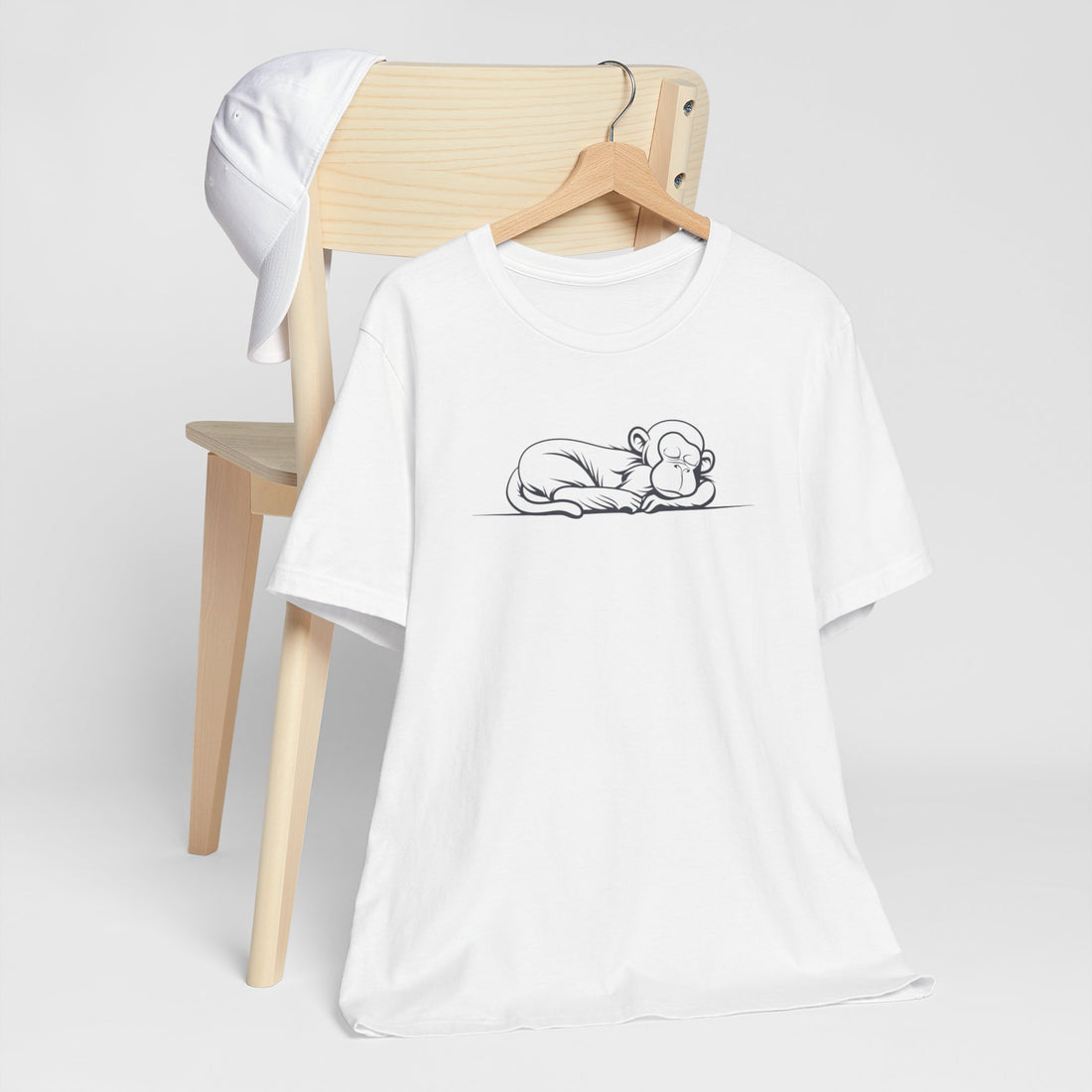 Sleeping Baby Monkey T-shirt | Minimalist Line Art | Casual Animal Graphic Tee