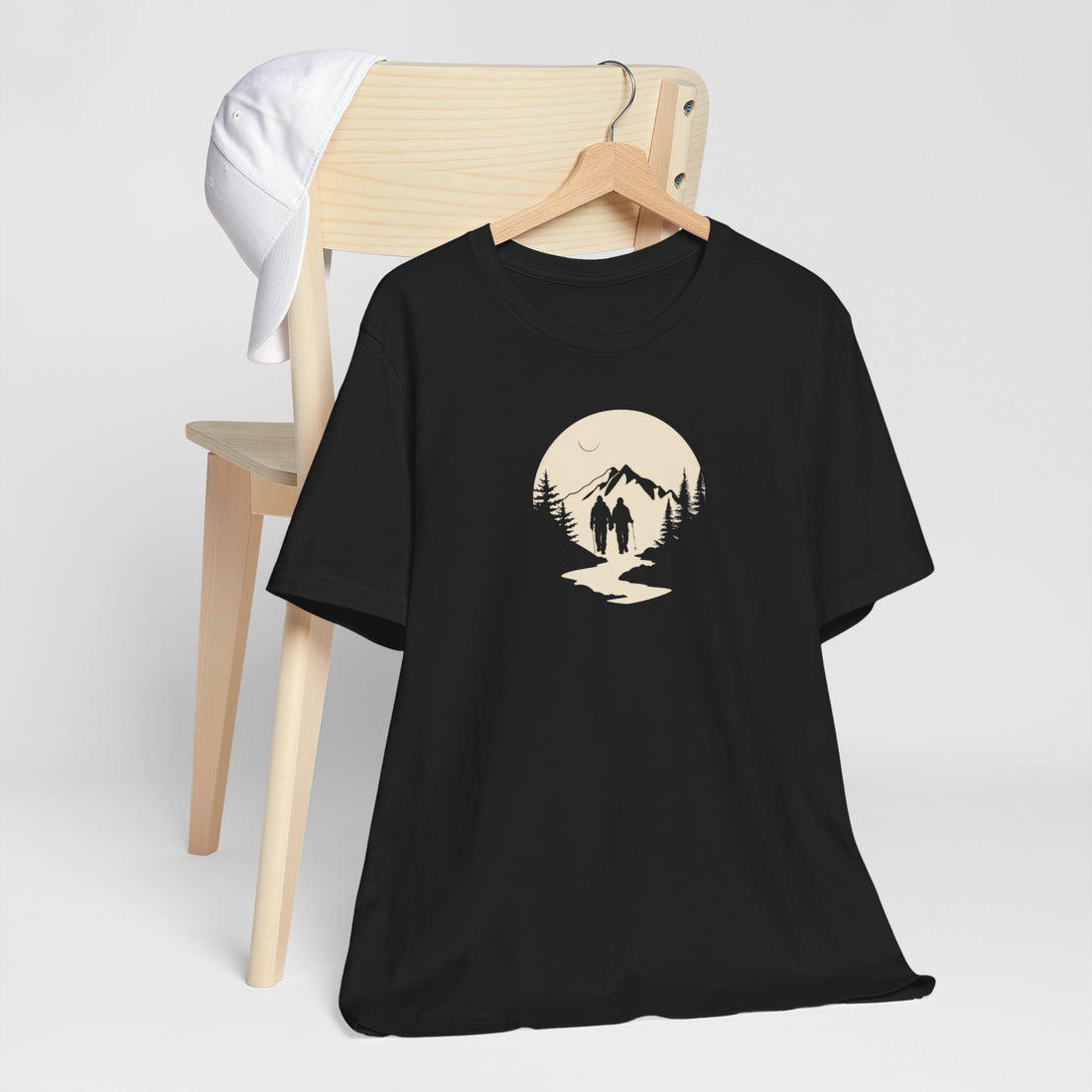 Moonlit Hiking Adventure T-shirt | Mountain Landscape Design | Outdoors Lover Gift Tee