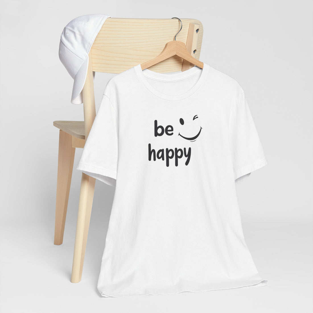 Be Happy T-Shirt | Black Cotton Tee with Motivational Quote and Smiley Design | Comfortable and Stylish Unisex Shirt