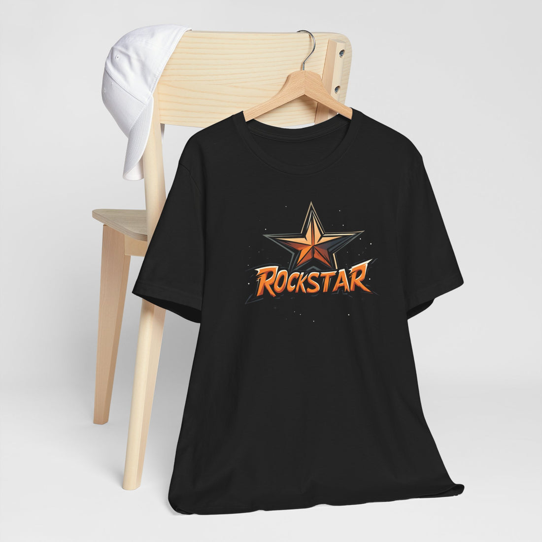 Rockstar T-Shirt | Black Cotton Tee with Bold Star Design and Graphic Text | Stylish and Comfortable Unisex Shirt