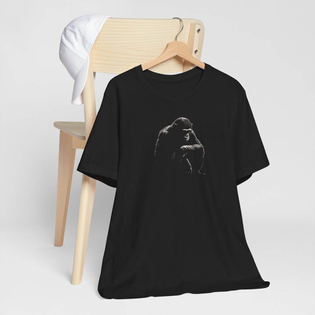 Gorilla Shadow Art T-Shirt | Black Cotton Tee with Bold Primal Design | Comfortable and Stylish Unisex Shirt