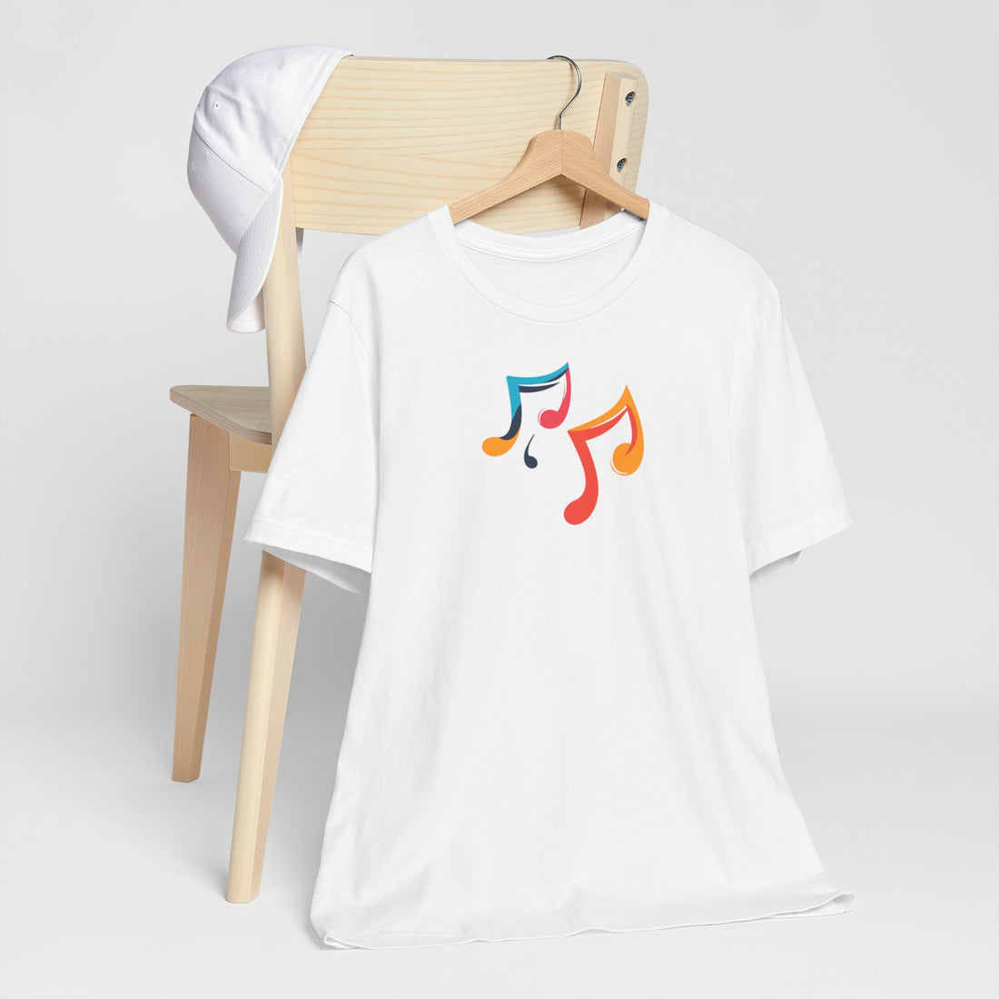 Colorful Music Notes T-Shirt | White Cotton Tee with Vibrant Musical Design | Stylish and Comfortable Unisex Shirt