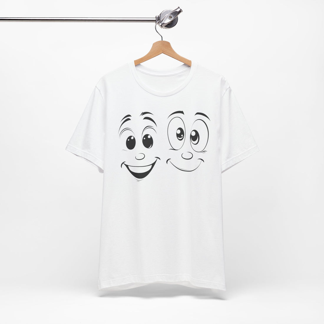 Happy Faces Graphic T-Shirt | White Cotton Tee with Fun Cartoon Smile Design | Comfortable and Stylish Unisex Shirt