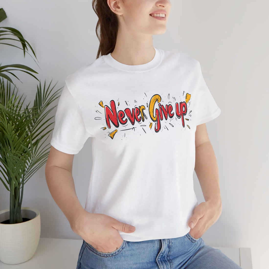 Never Give Up" T-Shirt | Motivational Shirt | Inspirational Gift for All Ages | Positive Quote Tee | Perfect for Gym, Casual Wear, or Gifts