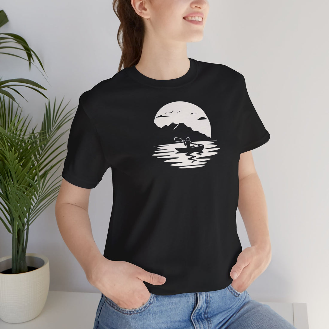 Kayaking Under the Moon T-shirt | Adventure Silhouette Design | Outdoor Enthusiast Gift Tee