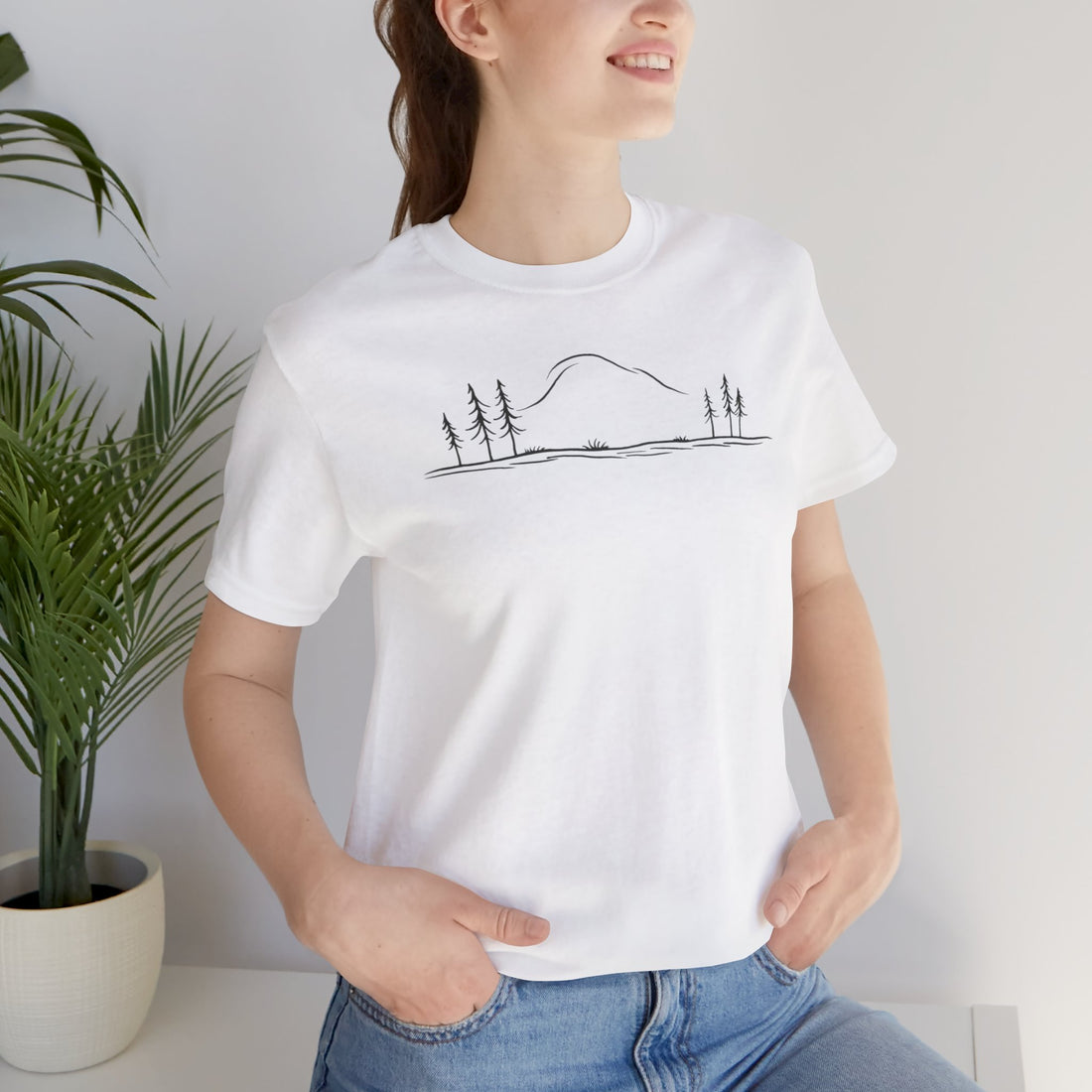 Minimalist Mountain Line Art T-shirt | Nature Landscape Design | Outdoor Lover Gift Tee