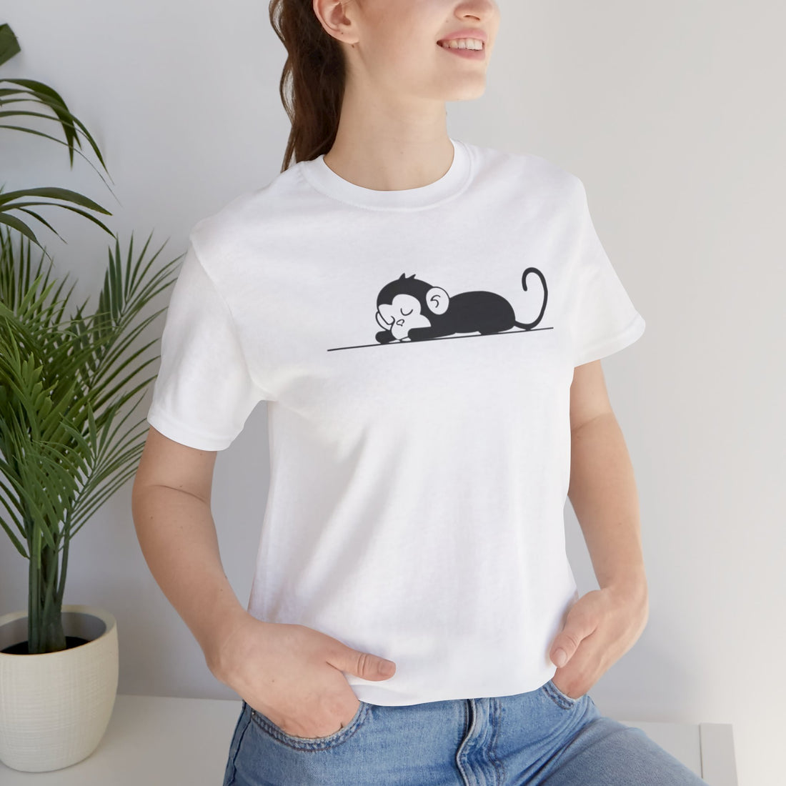 Sleeping Monkey T-shirt | Minimalist Animal Art | Fun and Casual Graphic Tee