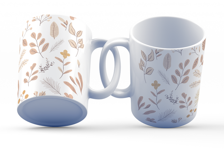 Autumn Botanical Ceramic Mug | 11 oz Mug with Warm Earthy Tones and Nature-Inspired Leaves Design | Durable Ceramic Mug for Coffee, Tea, and Hot Beverages | Stylish Fall-Themed Drinkware for Home or Office