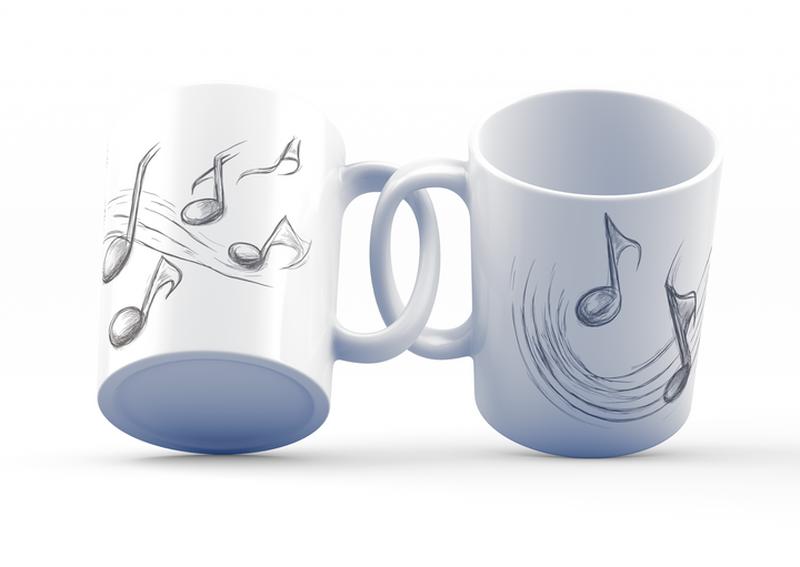 Musical Notes Ceramic Coffee Mug, 11 oz Double-Sided Mug with Artistic Music Notes Design, Dishwasher and Microwave Safe Mug for Music Enthusiasts, Inspired by Nature