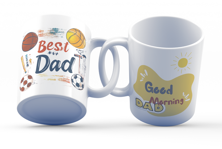 Good Morning Dad Coffee Mug - Best Dad Double-Sided Sports Design Ceramic Mug - 11 oz Unique Gift for Father’s Day, Birthday, or Any Occasion - Stylish and Durable Coffee Cup for Dads Who Love Sports