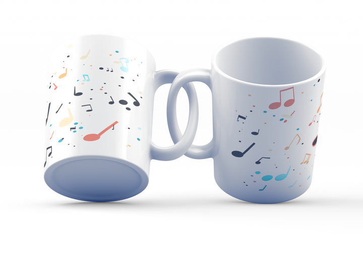 Colorful Musical Notes Ceramic Coffee Mug, 11 oz Full-Wrap Mug with Vibrant Music Notes and Confetti Design, Dishwasher and Microwave Safe Mug for Music Enthusiasts, Inspired by Nature