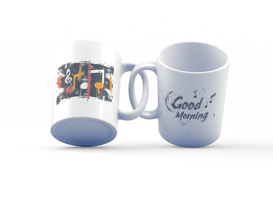 Music Lover's Good Morning Mug Set | Vibrant Musical Note Design | Perfect Gift for Musicians