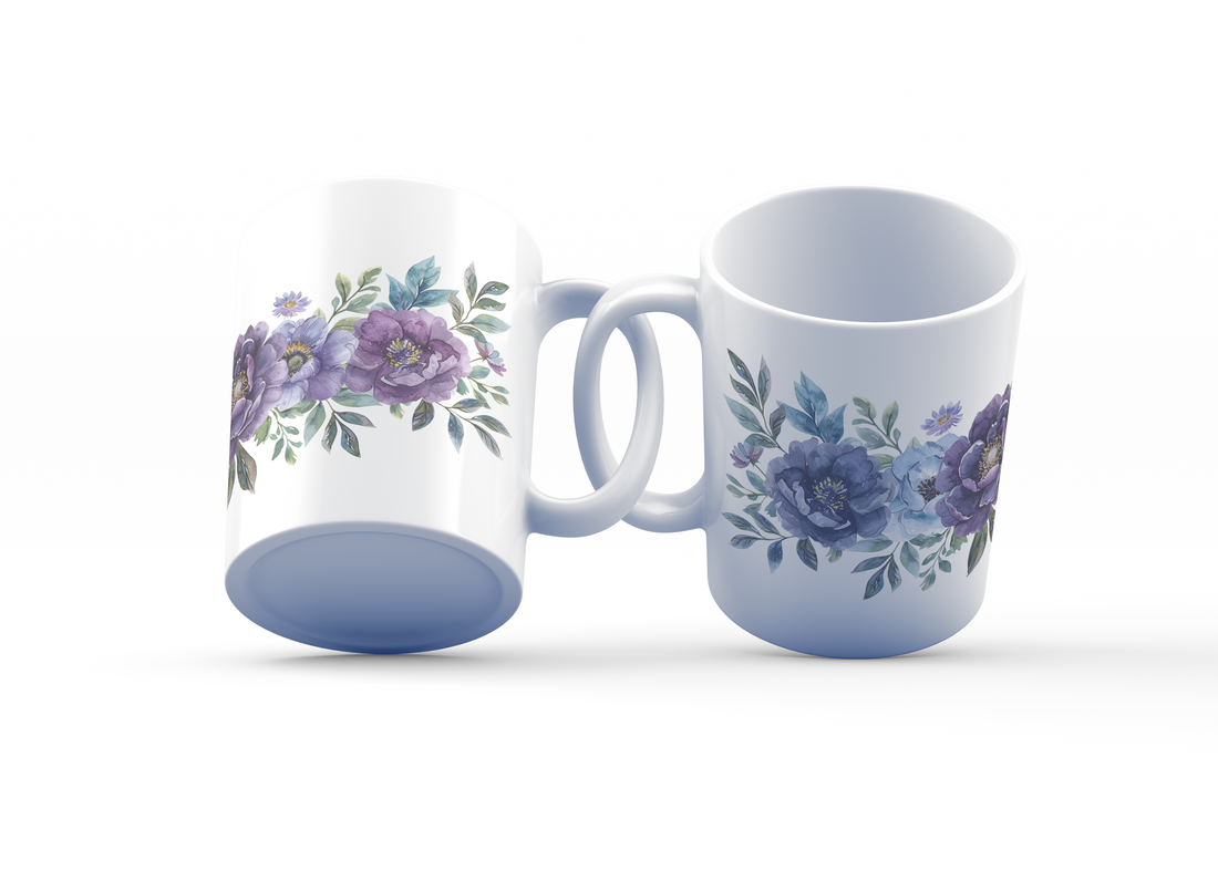 Elegant Purple Floral Mug Set | Watercolor Flower Design | Perfect for Tea & Coffee Lovers