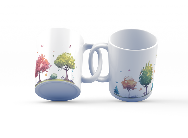 Good Morning Autumn Trees Mug Set | Cozy Fall Vibes | Colorful Autumn Forest Design