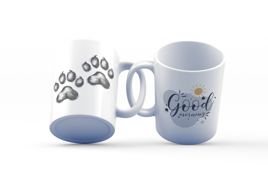 Good Morning Paw Print Mug Set | Adorable Pet Lover’s Coffee Cups | Perfect Gift for Animal Lovers