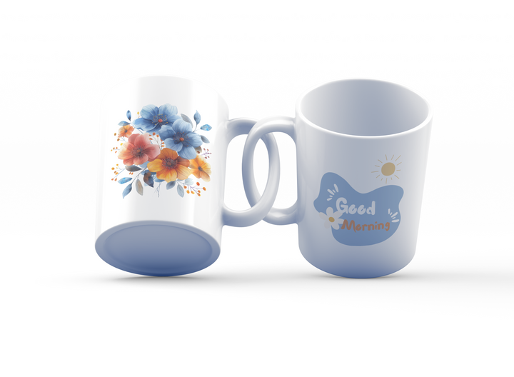 Good Morning Floral Mug Set | Beautiful Flower Design | Start Your Day with Nature’s Beauty