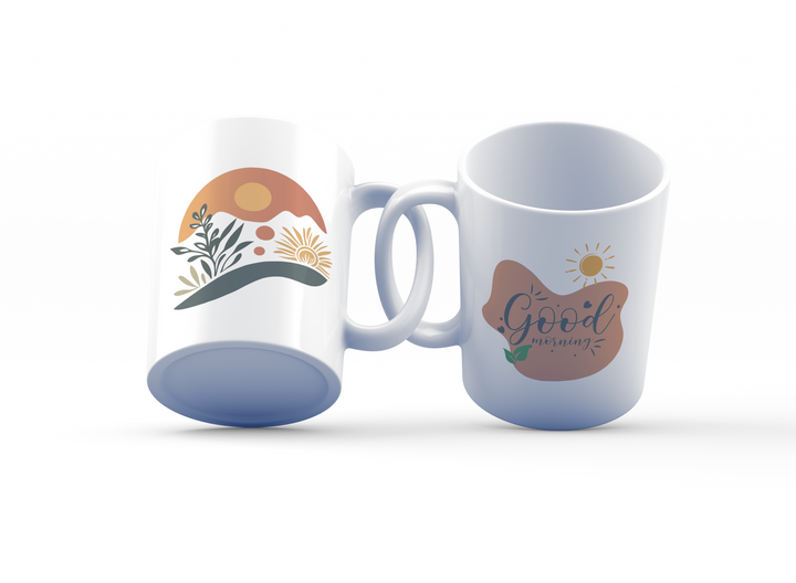 Good Morning Nature Mug Set | Minimalist Sunrise & Good Morning Design | Perfect for Nature Lovers