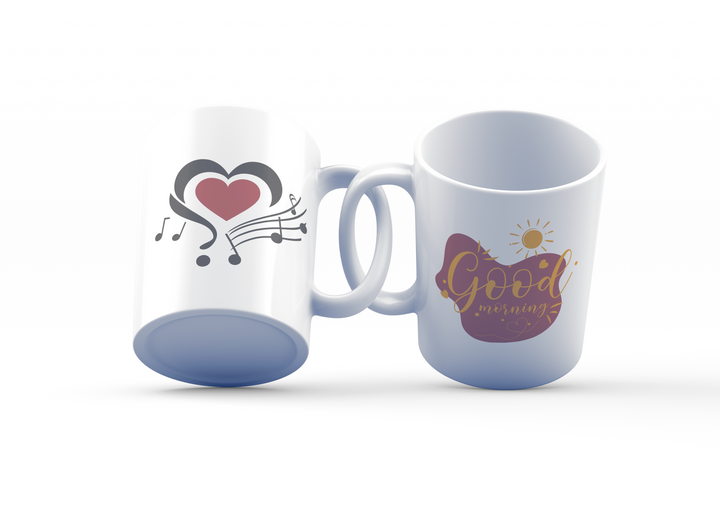 Good Morning Music Lover Mug Set | Heart & Music Note Design | Perfect for Music Enthusiasts