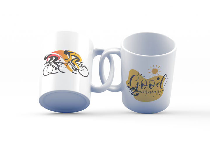 Cyclist Good Morning Mug Set | Energetic Cycling Design | Perfect for Bike Lovers