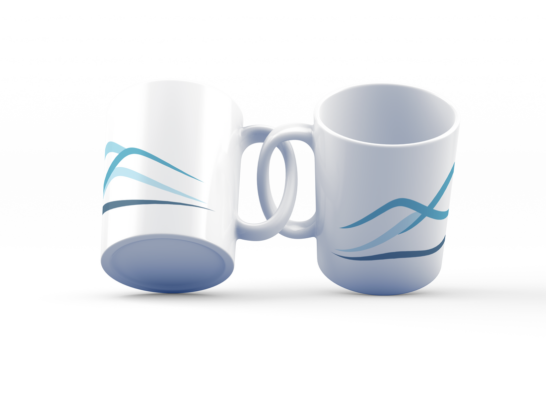 Ocean Waves Mug Set | Minimalist Wave Design | Tranquil Blue Drinkware for Ocean Lovers