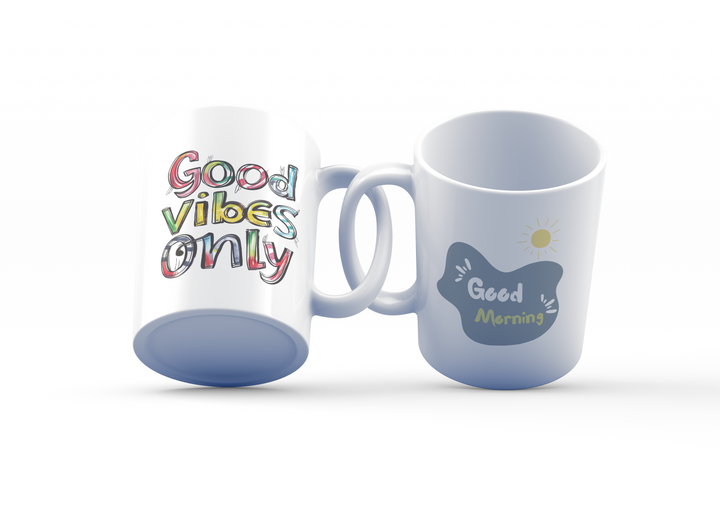 Good Vibes Only & Good Morning Mug Set | Positive Energy Mugs | Start Your Day Right!