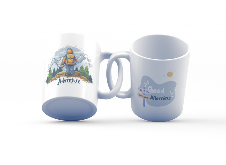 Adventure Awaits & Good Morning Mug Set | Outdoor Hiking Design | Perfect Gift for Adventure Lovers