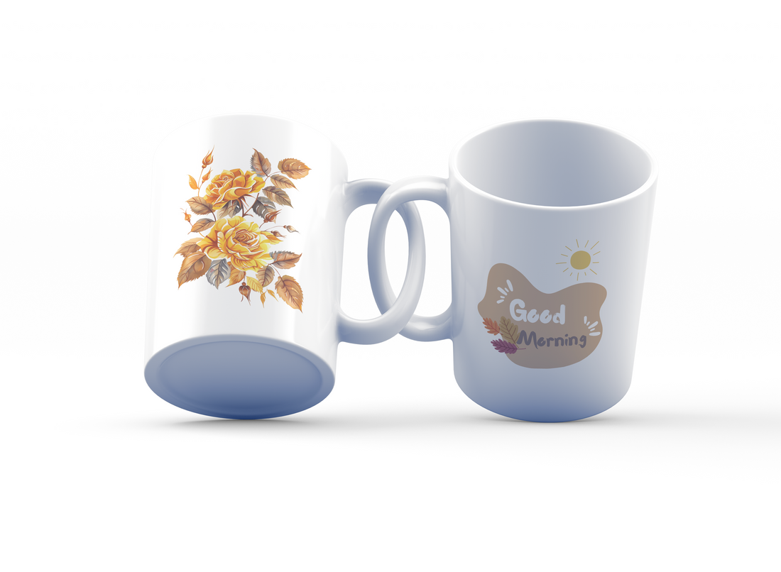 Autumn Rose & Good Morning Mug Set | Floral Design | Perfect Fall Gift for Coffee Lovers