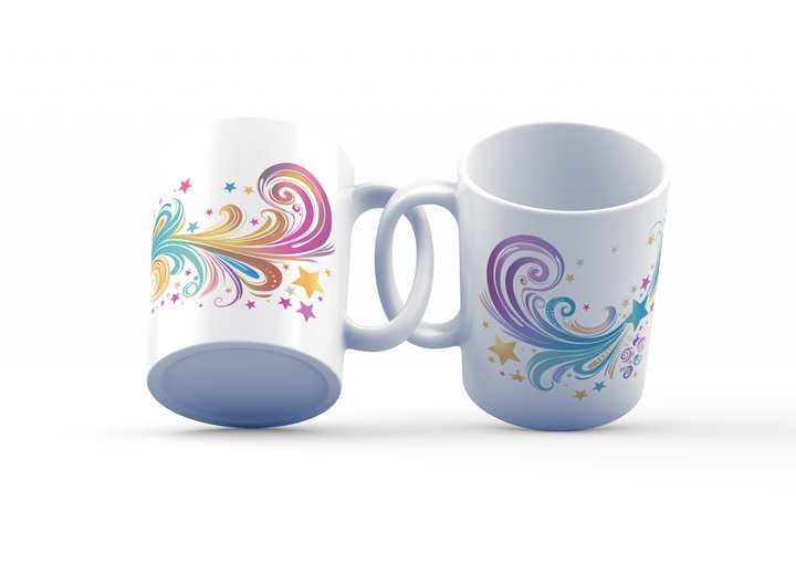 Vibrant Swirl & Stars Mug Set | Colorful Abstract Coffee Cups | Perfect for Creative Spirits