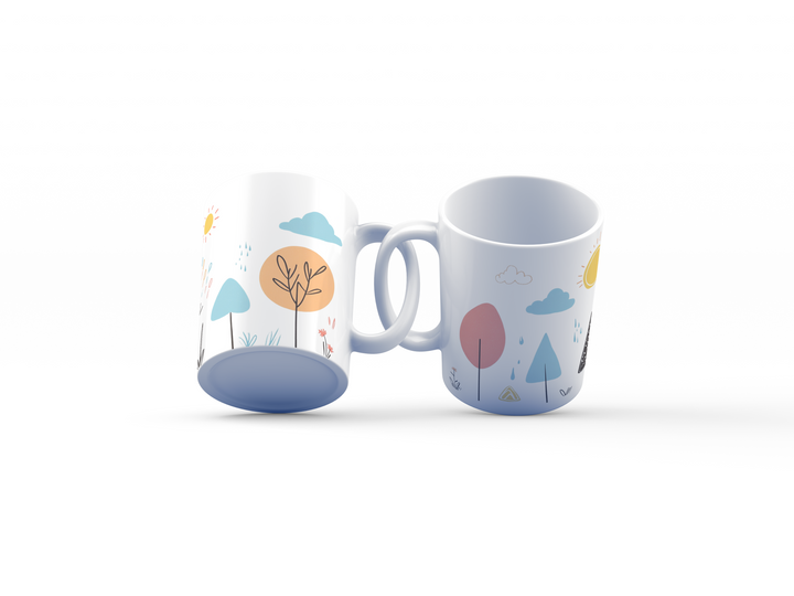 Whimsical Nature-Inspired Mug - Minimalist Outdoors Design