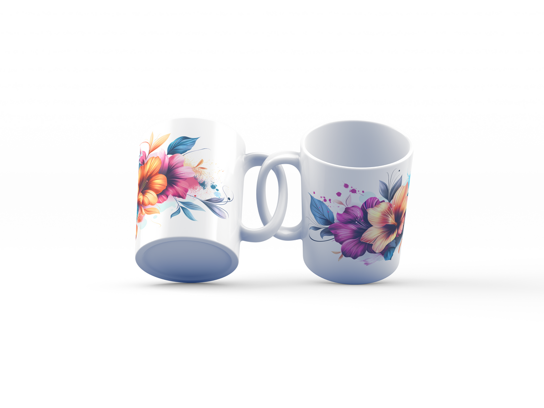 Floral Bloom Coffee Mug – 11oz Ceramic Mug with Vibrant Flower Design – Perfect Gift for Nature Lovers, Garden Enthusiasts, and Tea Drinkers – Dishwasher and Microwave Safe