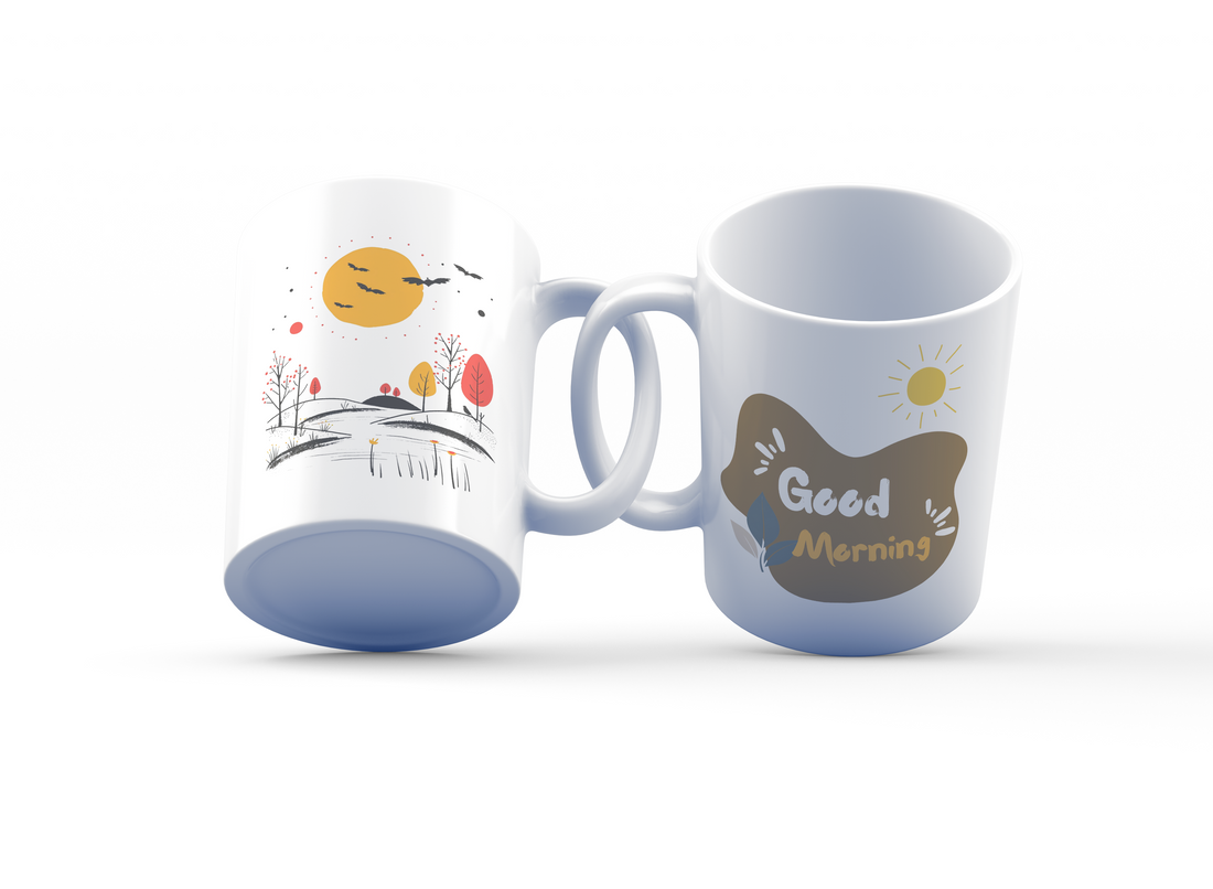 Good Morning & Scenic Nature Mug Set | Sunrise and Landscape | Perfect Gift for Coffee Lovers