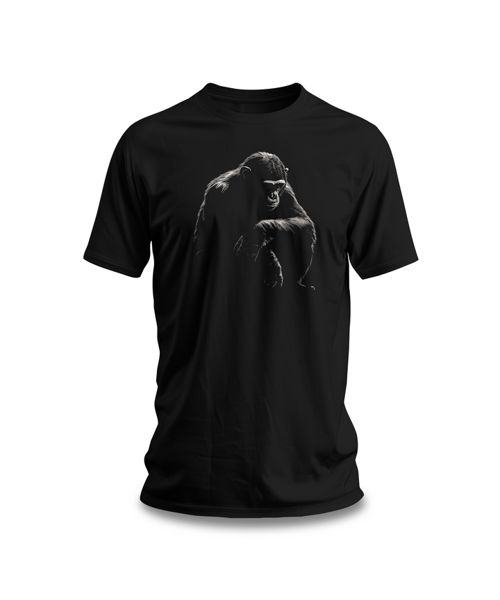 Gorilla Shadow Art T-Shirt | Black Cotton Tee with Bold Primal Design | Comfortable and Stylish Unisex Shirt