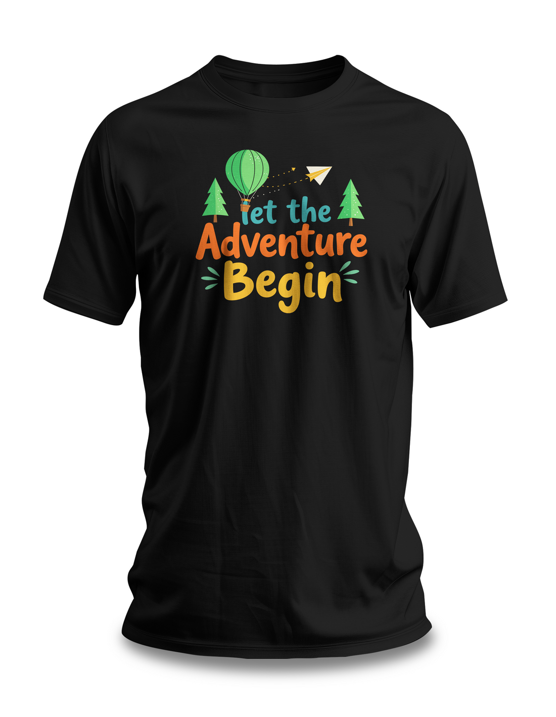 Let-the-Adventure-Begin-T-Shirt - Travel-Explorer-Tee - Adventure-Enthusiast-Shirt - Wanderlust-Graphic-Tee - Outdoor-Journey-Shirt - Unisex-Black-Tshirt