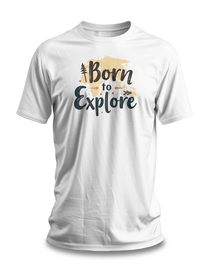 Born-To-Explore-T-Shirt - Adventure-Globe-Graphic-Tee - Travel-Enthusiast-Shirt - Wanderlust-Nomad-Apparel - Outdoor-Explorer-Cotton-Tee