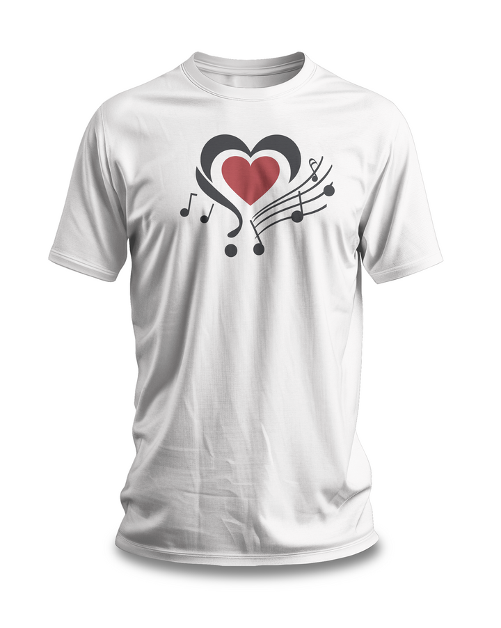 Heart & Music Notes T-shirt | Love for Music Design | Perfect Gift for Music Lovers