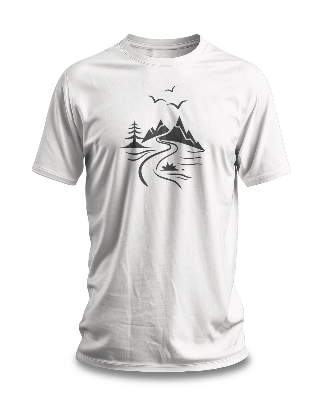 Mountain River Adventure T-shirt | Minimalist Nature Design | Outdoor Enthusiast Gift Tee