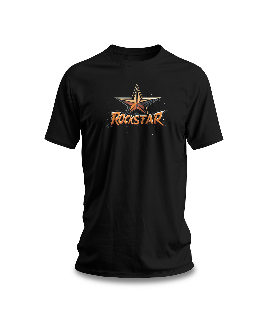 Rockstar T-Shirt | Black Cotton Tee with Bold Star Design and Graphic Text | Stylish and Comfortable Unisex Shirt