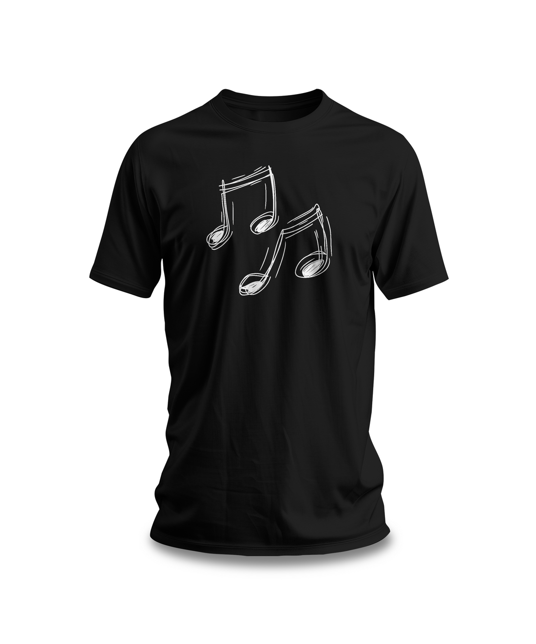 Music Notes Graphic T-Shirt | Black Cotton Tee with Minimalist Music Design | Stylish and Comfortable Unisex Shirt for Music Lovers