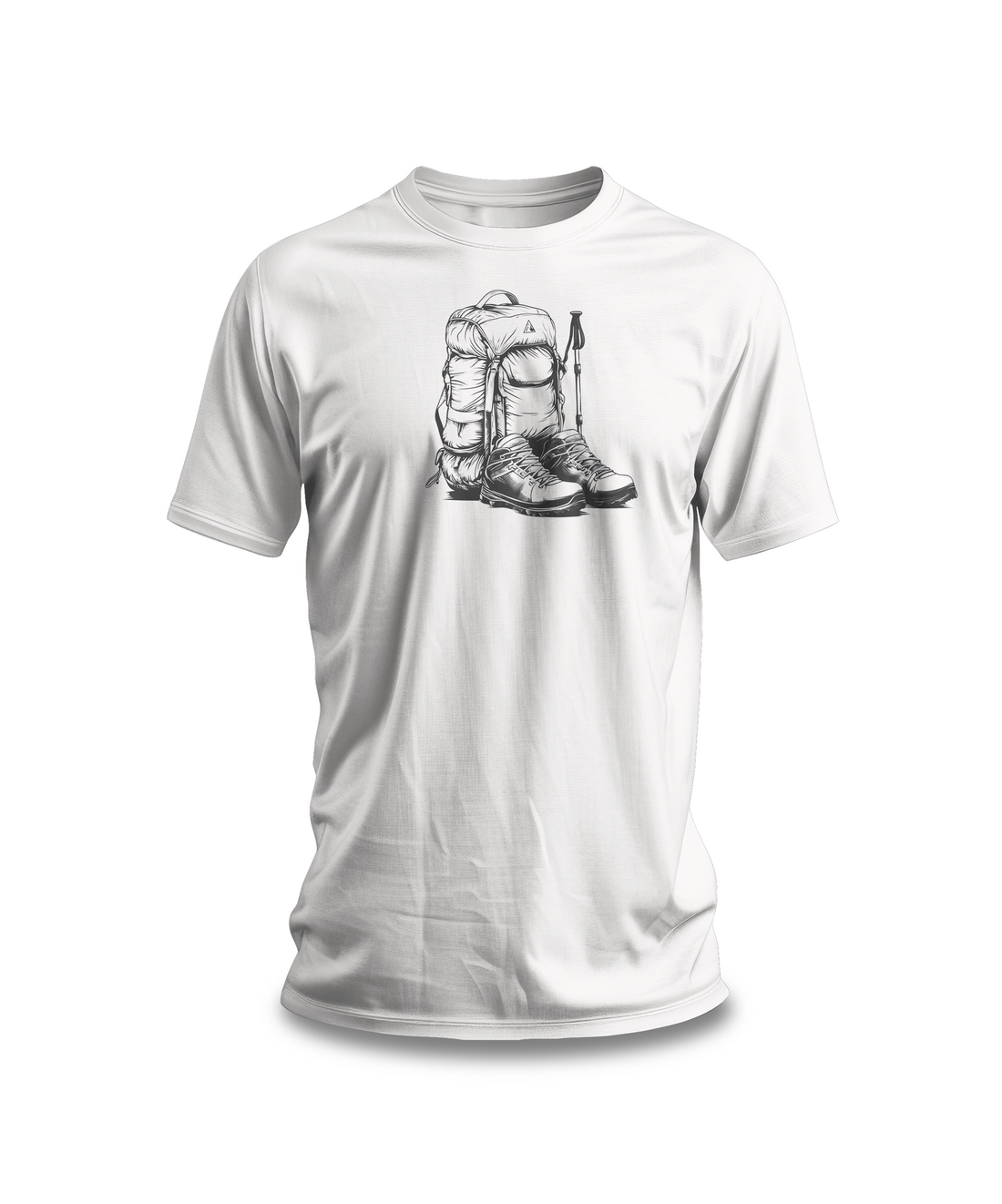 Adventure Backpack & Hiking Boots T-shirt | Outdoor Gear Illustration | Perfect Tee for Hikers and Nature Lovers