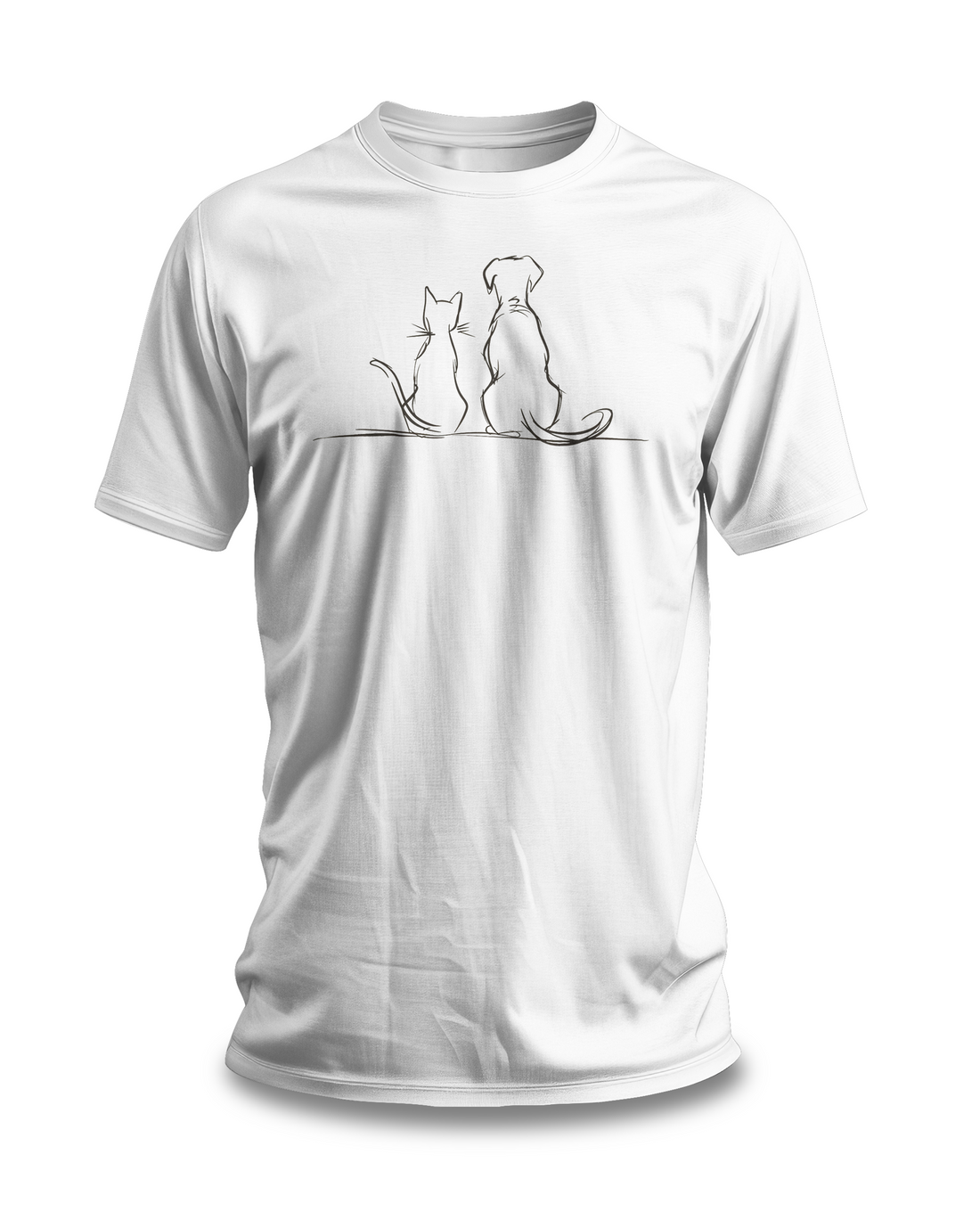 Cat and Dog Friendship T-shirt | Minimalist Pet Design | Animal Lover Gift Tee