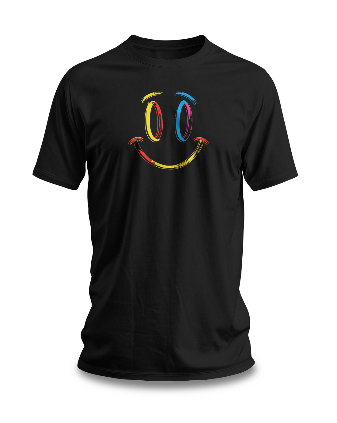 Colorful Smiley Face T-shirt | Vibrant Brushstroke Design | Positive Vibes Gift Tee