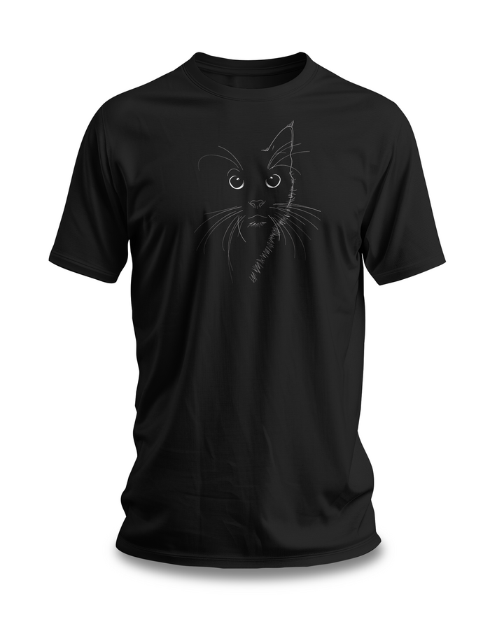 Curious Cat Line Art T-shirt | Minimalist Cat Design | Gift for Cat Lovers