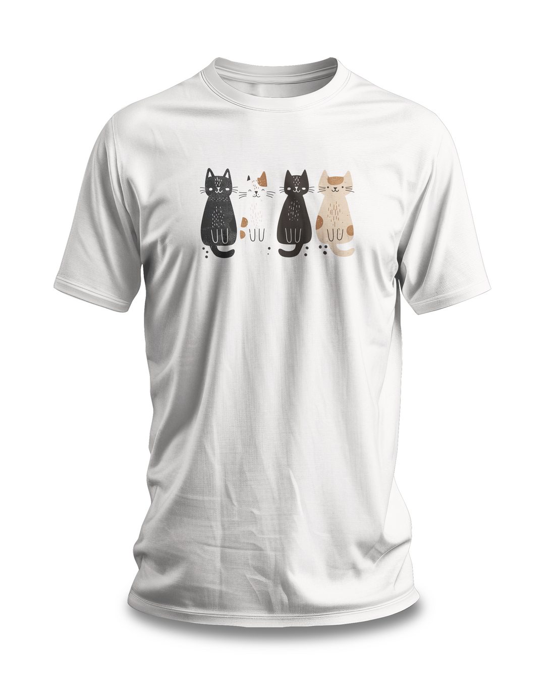 Cute Cat Lineup T-shirt | Adorable Feline Art Design | Cat Lover Gift Tee