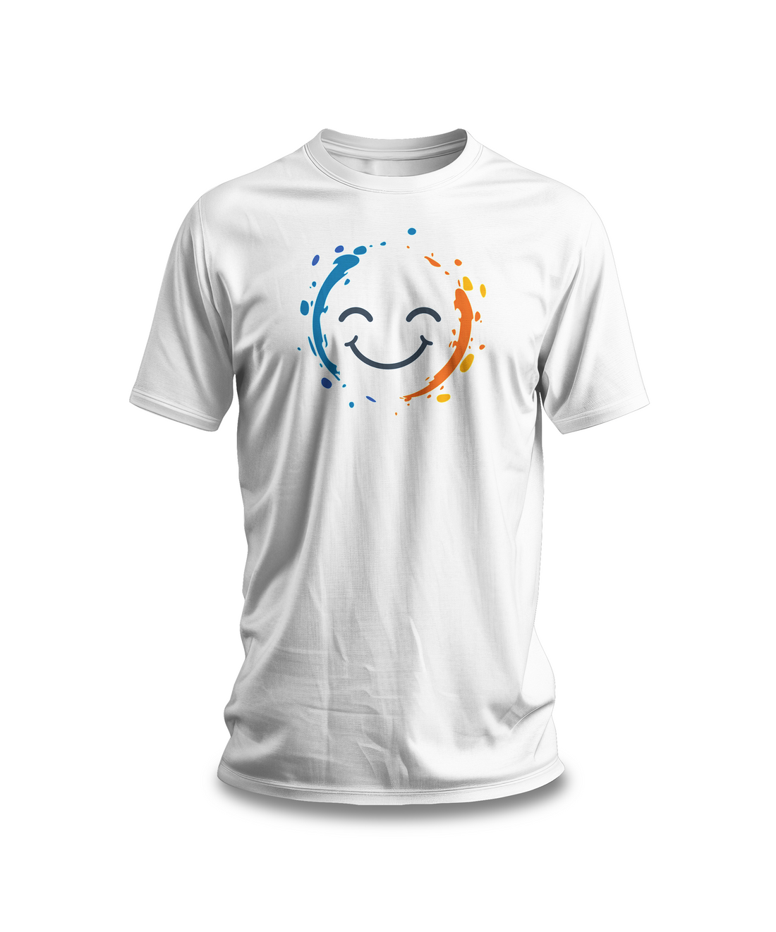 Color Splash Smiley T-Shirt | White Cotton Tee with Vibrant Happy Face Design | Comfortable and Stylish Unisex Shirt