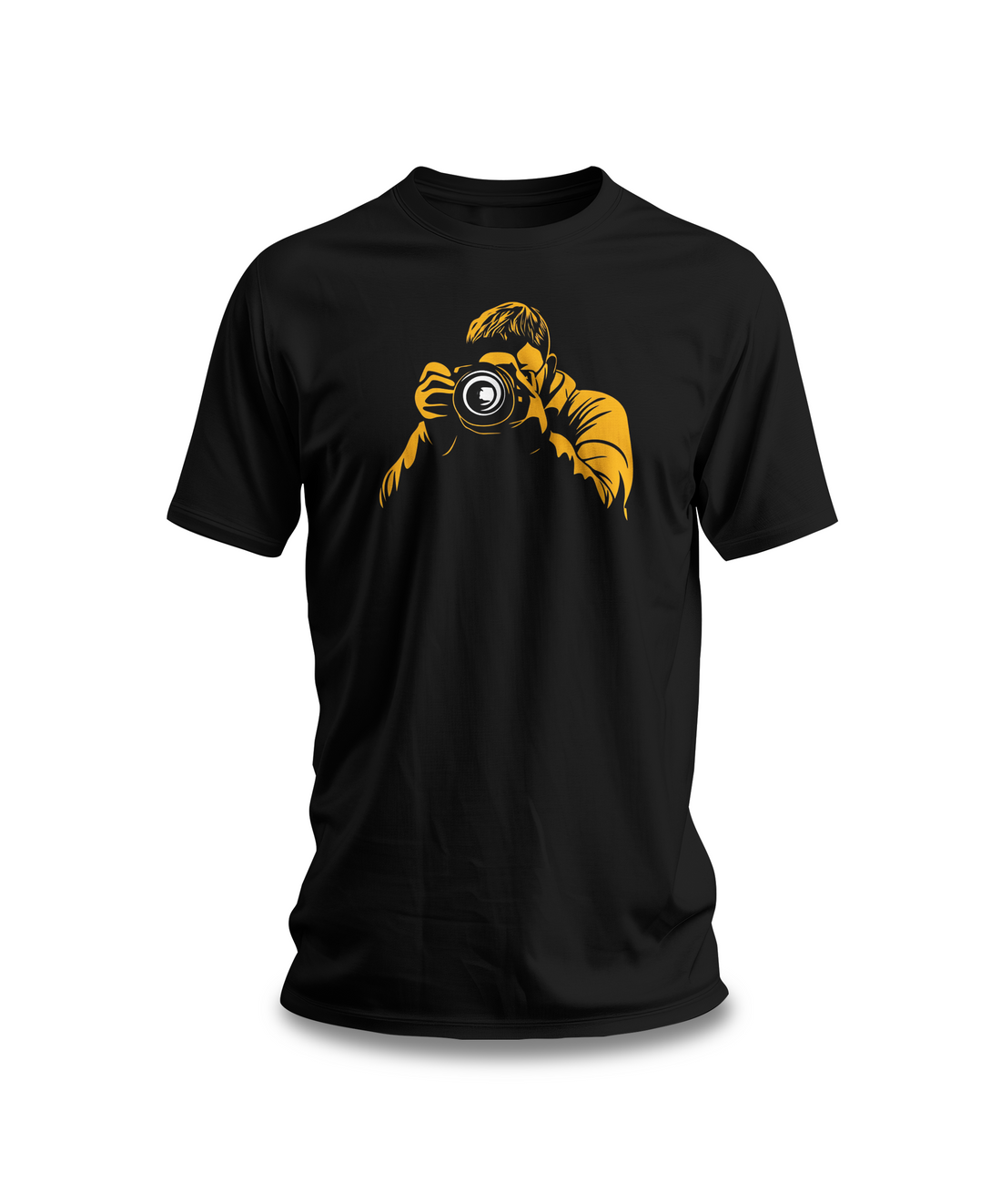 Photographer Graphic T-Shirt | Black Cotton Tee with Bold Yellow Camera Design | Stylish and Comfortable Unisex Shirt