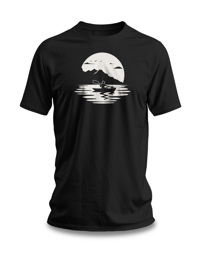 Kayaking Under the Moon T-shirt | Adventure Silhouette Design | Outdoor Enthusiast Gift Tee