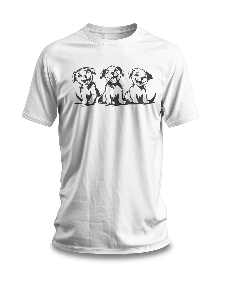 Happy Puppies T-shirt | Cute Dog Trio Design | Fun Gift for Dog Lovers