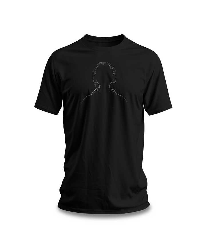 Silhouette with Headphones T-Shirt | Minimalist Music Design on Black Cotton Tee | Stylish and Comfortable Unisex Graphic Shirt